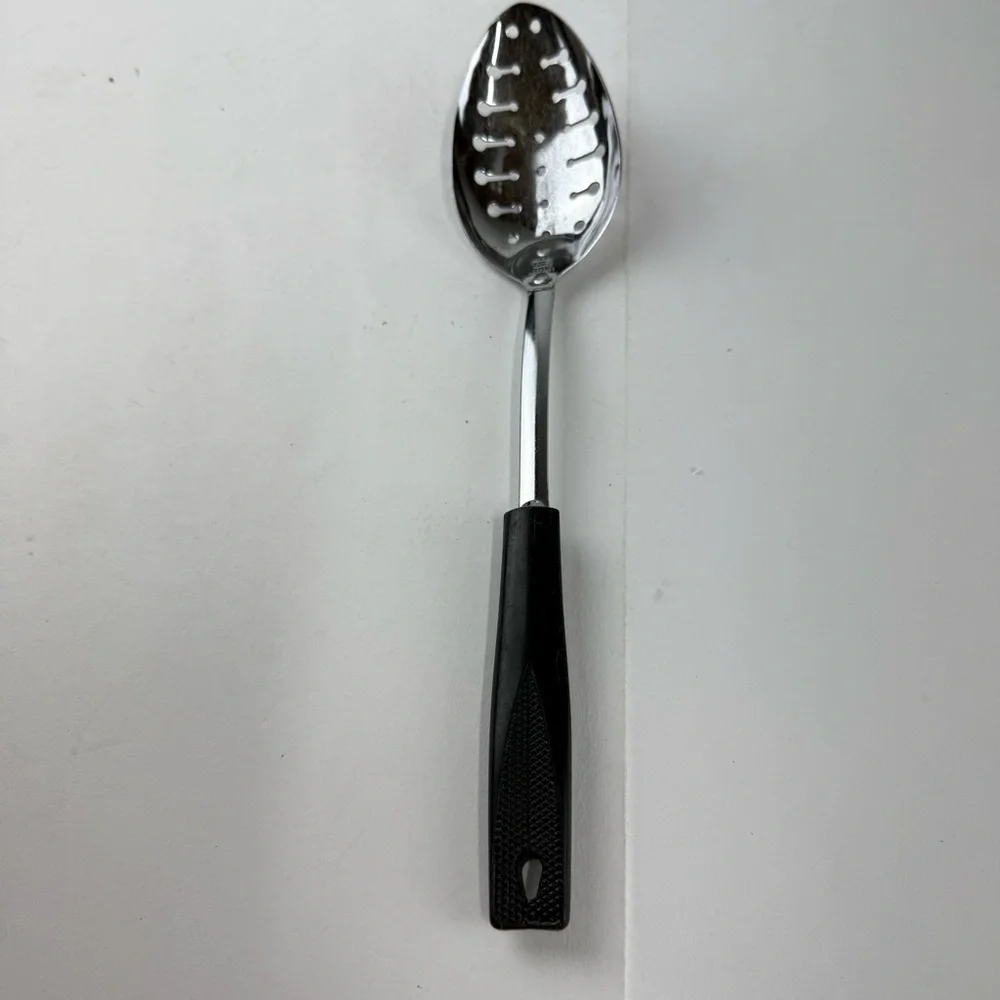 Vintage Ekco Stainless Steel Slotted Spoon Plastic Handle Kitchen Serving